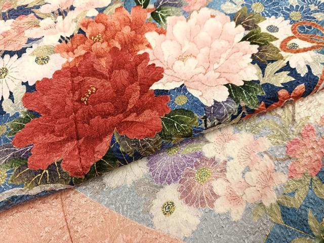 平和屋着物●豪華振袖 檜扇草花文 金彩 正絹 逸品 AABG7314ph