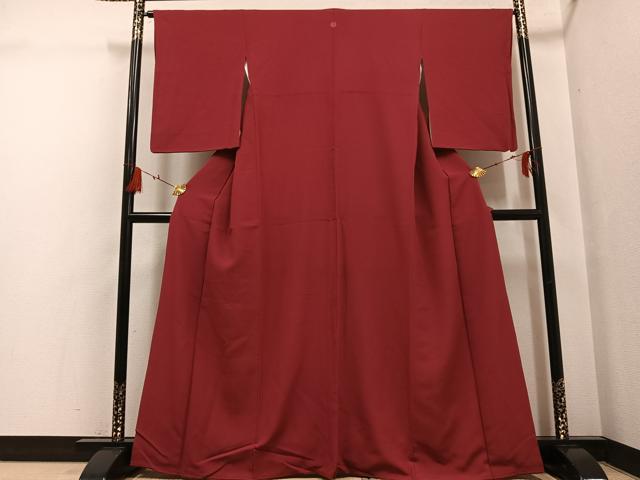 平和屋着物●上質な色無地 蘇芳色 正絹 逸品 AABG7316ph