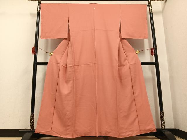 平和屋着物●上質な色無地 甚三紅色 正絹 逸品 未使用 AABG7332ph