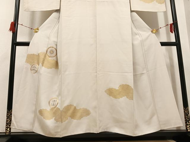 平和屋着物●訪問着 駒刺繍 雲重ね花丸文 金彩 正絹 逸品 未使用 AABG7334ph
