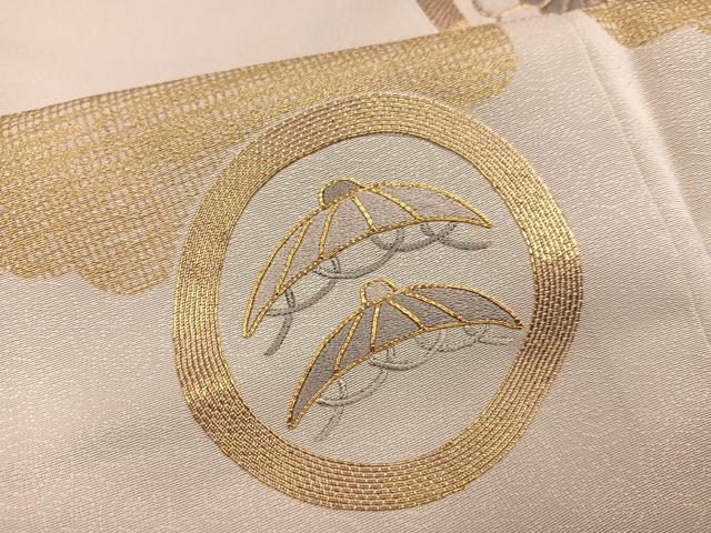 平和屋着物●訪問着 駒刺繍 雲重ね花丸文 金彩 正絹 逸品 未使用 AABG7334ph