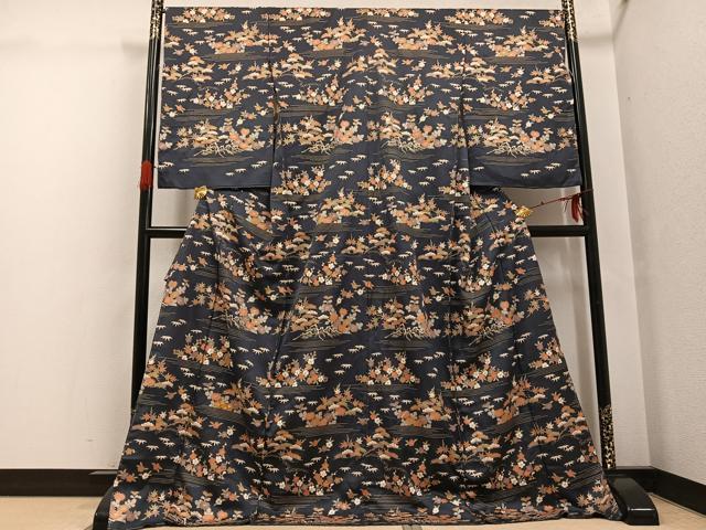 平和屋着物●訪問着 駒刺繍 松竹梅文 金彩 上代35万 仮絵羽 正絹 逸品 未使用 AABG7338ph
