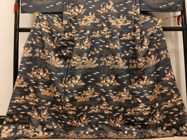 平和屋着物●訪問着 駒刺繍 松竹梅文 金彩 上代35万 仮絵羽 正絹 逸品 未使用 AABG7338ph