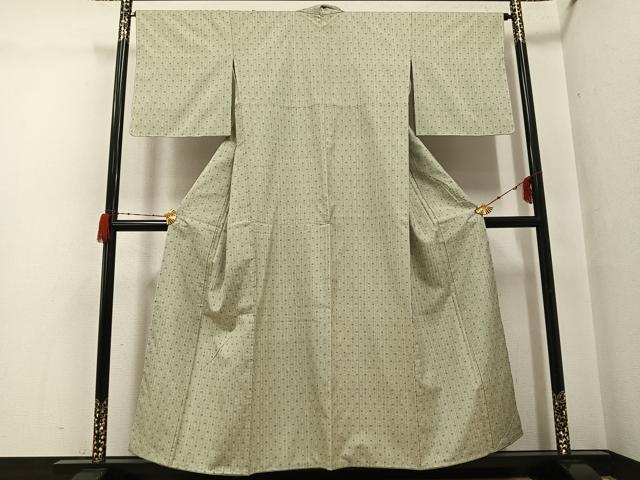 平和屋着物●花織 紬 幾何学文様 正絹 逸品 未使用 AABG7346ph