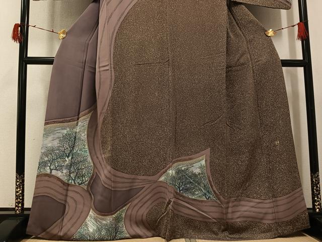 平和屋着物●染織界の匠 村松祥三 訪問着 樹林文 正絹 逸品 AABG7359ph