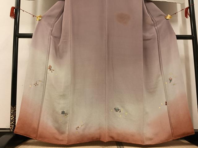 平和屋着物●訪問着 刺繍 宝尽くし 暈し染め 鬼しぼ縮緬 正絹 逸品 AABG7360ph