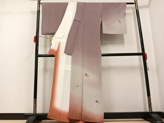 平和屋着物●訪問着 刺繍 宝尽くし 暈し染め 鬼しぼ縮緬 正絹 逸品 AABG7360ph