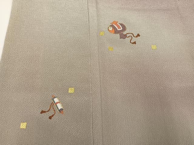 平和屋着物●訪問着 刺繍 宝尽くし 暈し染め 鬼しぼ縮緬 正絹 逸品 AABG7360ph