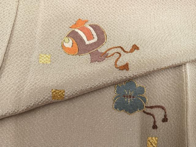 平和屋着物●訪問着 刺繍 宝尽くし 暈し染め 鬼しぼ縮緬 正絹 逸品 AABG7360ph