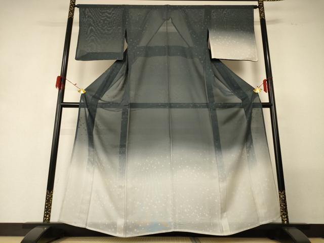 平和屋着物*夏物 訪問着 紗 霞文 暈し染め 反端付き 正絹 逸品 AABG7367jd