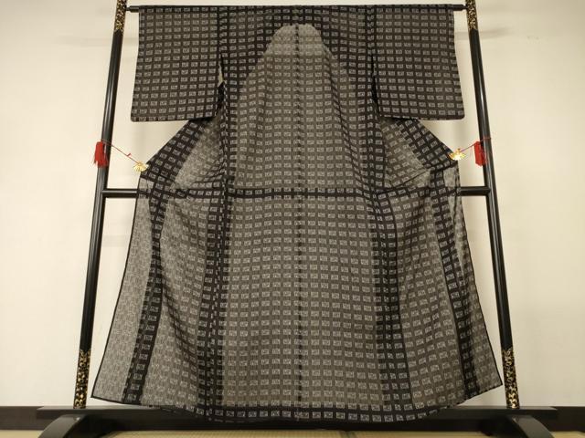 平和屋着物*夏物 小紋 紗 幾何学文様 正絹 逸品 AABG7370jd