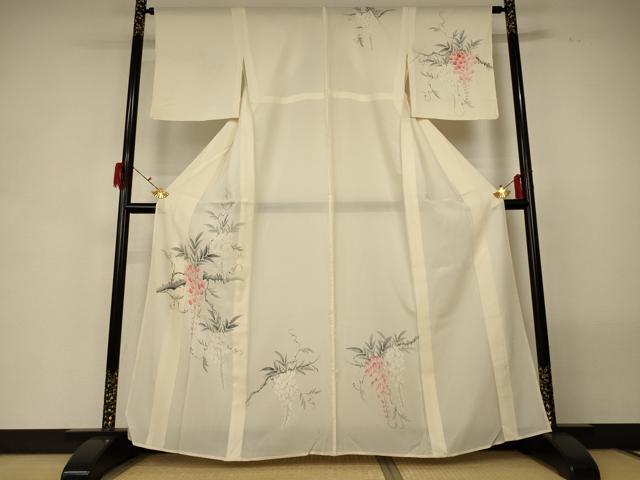 平和屋着物*夏物 訪問着 絽 手描き 藤花房 正絹 逸品 AABG7378jd