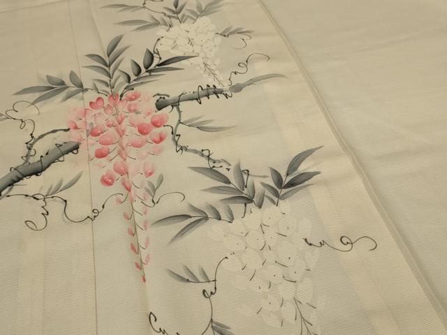 平和屋着物*夏物 訪問着 絽 手描き 藤花房 正絹 逸品 AABG7378jd