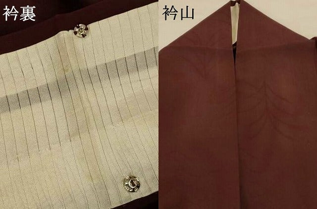 平和屋着物*夏物 色無地 草葉紋紗 黒鳶色 正絹 逸品 AABG7418jd