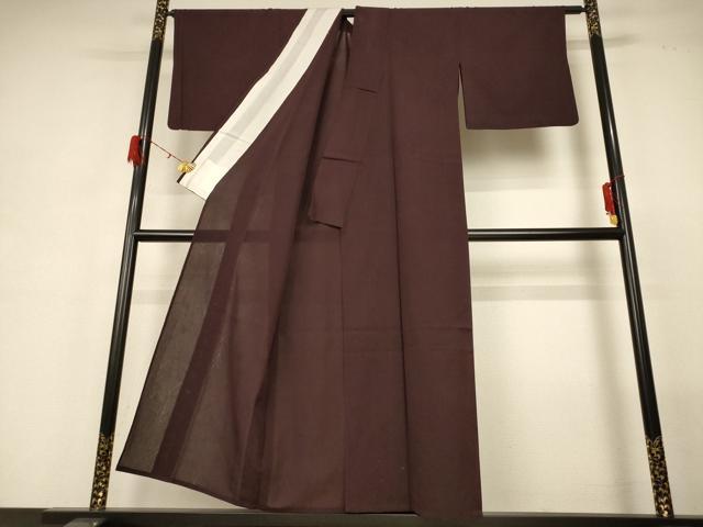 平和屋着物*夏物 色無地 草葉紋紗 黒鳶色 正絹 逸品 AABG7418jd