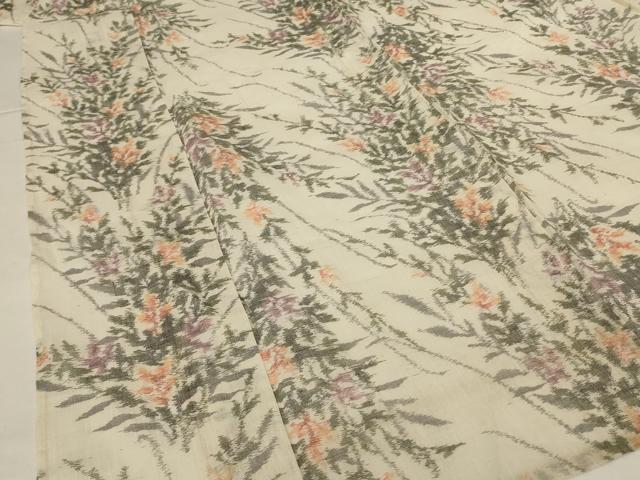 平和屋着物*夏物 小千谷ちぢみ 草花文 麻 逸品 AABG7422jd