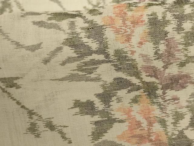 平和屋着物*夏物 小千谷ちぢみ 草花文 麻 逸品 AABG7422jd