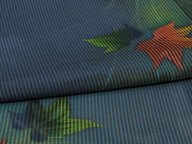 平和屋着物*夏物 小紋 紗 蔦の葉文 暈し染め 正絹 逸品 AABG7431jd