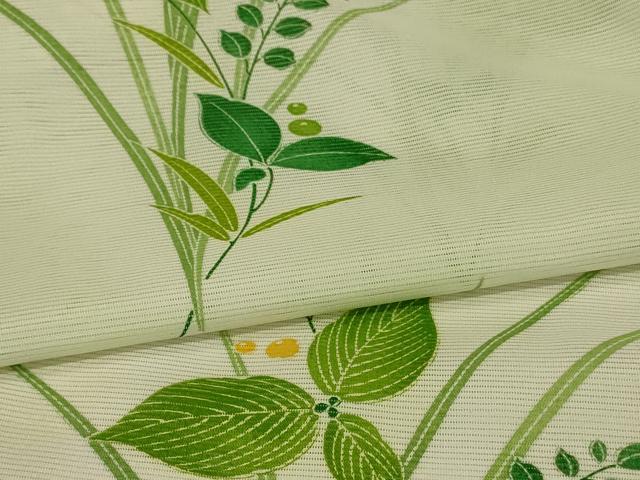 平和屋着物*夏物 小紋 絽 草葉文 暈し染め 洗える着物 AABG7451jd