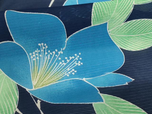 平和屋着物*夏物 小紋 絽 草花文 洗える着物 AABG7453jd