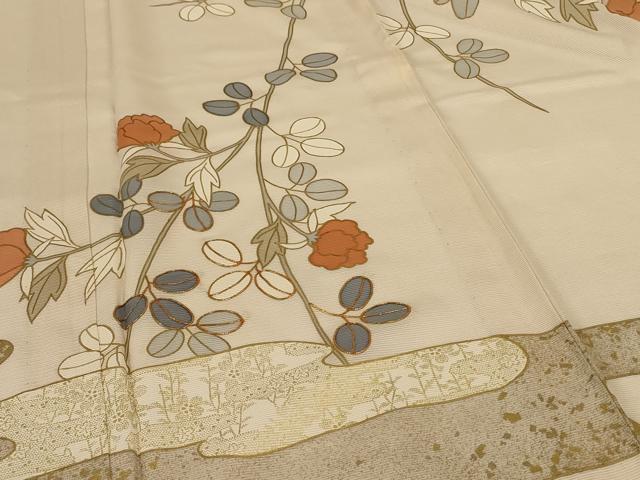 平和屋着物*夏物 訪問着 絽 駒刺繍 草花文 金彩 正絹 逸品 AABG7464jd