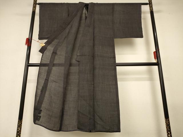 平和屋着物*夏物 男性 石川県指定無形文化財 能登上布 本麻手織上布 縞 麻 逸品 AABG7467jd