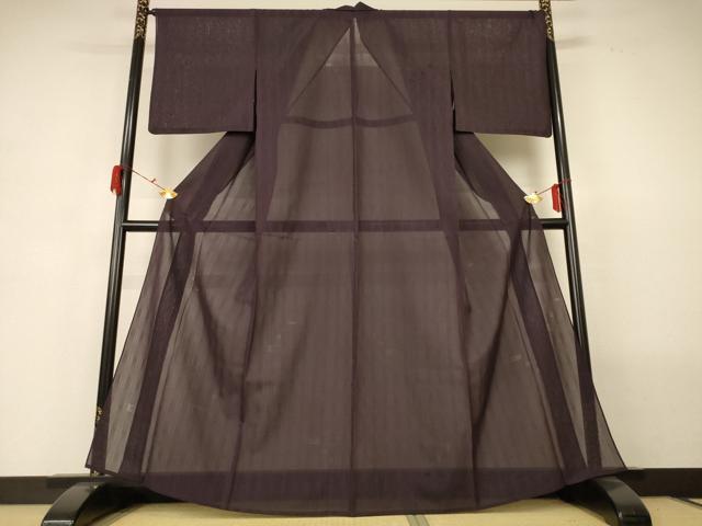 平和屋着物*夏物 色無地 紗 黒鳶色 正絹 逸品 AABG7469jd