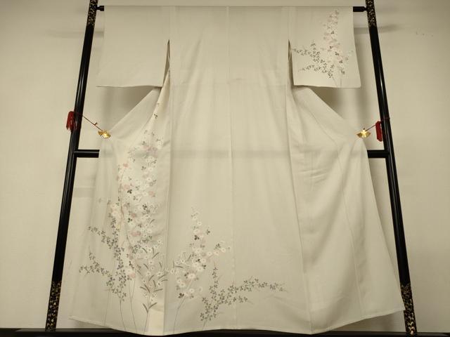 平和屋着物*夏物 訪問着 縦絽 草花文 金彩 正絹 逸品 AABG7498jd