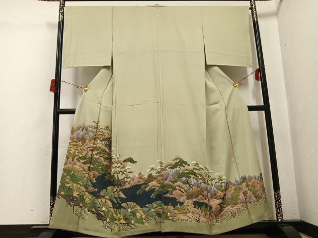 平和屋着物●豪華色留袖 風景松文 正絹 逸品 AABG7521ph