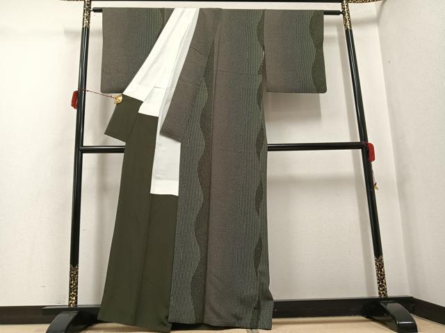 平和屋着物●上質な小紋 間道 正絹 逸品 AABG7534ph