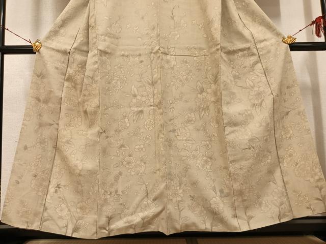 平和屋着物●上質な小紋 紬地 草花文 正絹 逸品 AABG7538ph