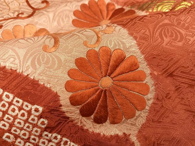 平和屋着物●豪華振袖 絞り 刺繍 花唐草文 金彩 正絹 逸品 AABG7540ph
