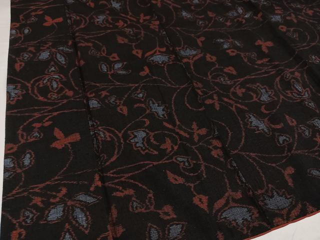平和屋着物●結城ちぢみ 花唐草文 正絹 逸品 AABG7543ph