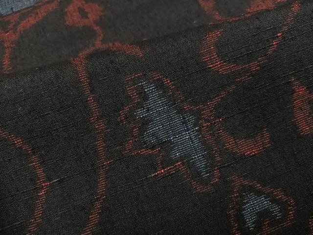 平和屋着物●結城ちぢみ 花唐草文 正絹 逸品 AABG7543ph