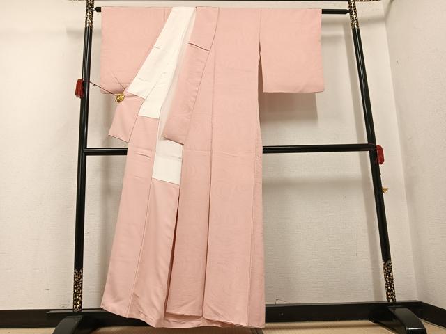平和屋着物●上質な色無地 流水地紋 洗柿色 正絹 逸品 AABG7544ph
