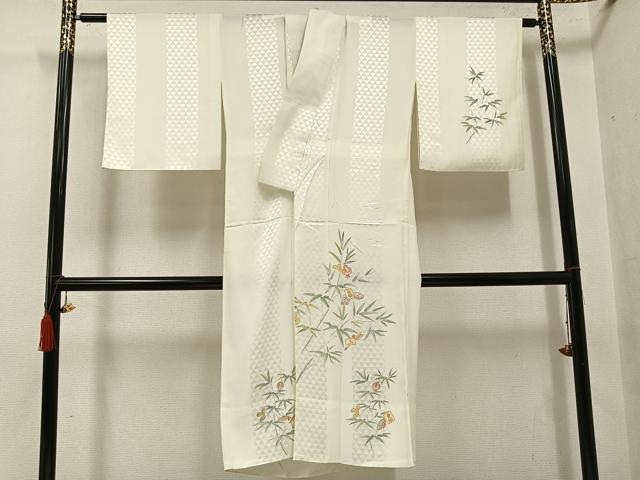 平和屋着物●長襦袢 無双仕立て 吉祥笹文 広衿仕立て 正絹 逸品 AABG7549ph