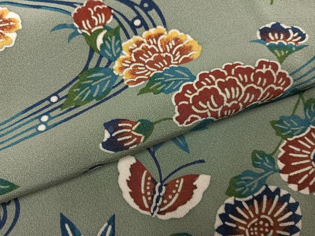 平和屋着物●上質な小紋 型染め 流水花蝶文 鈴乃屋扱い 正絹 逸品 未使用 AABG7551ph
