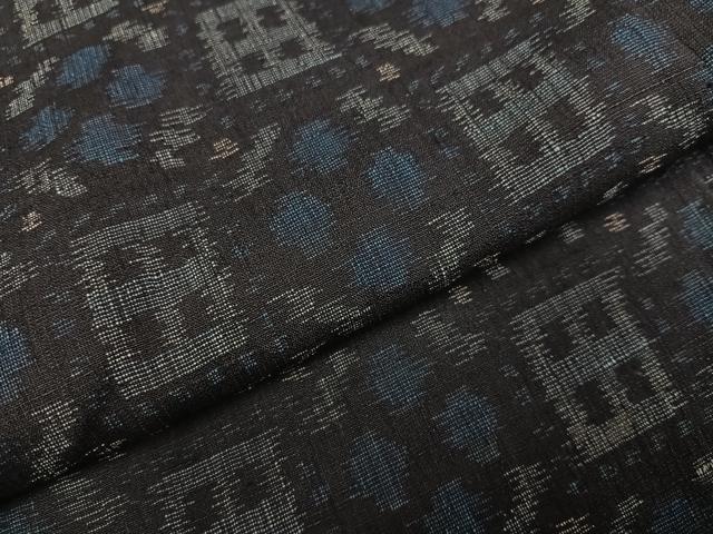 平和屋着物●結城ちぢみ 蜀江花文 正絹 逸品 AABG7559ph