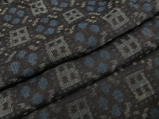 平和屋着物●結城ちぢみ 蜀江花文 正絹 逸品 AABG7559ph