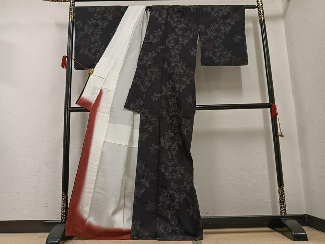 平和屋着物●本場結城玉紬 80亀甲 舞蝶文 結織苑 証紙付き 正絹 逸品 未使用 AABG7567ph