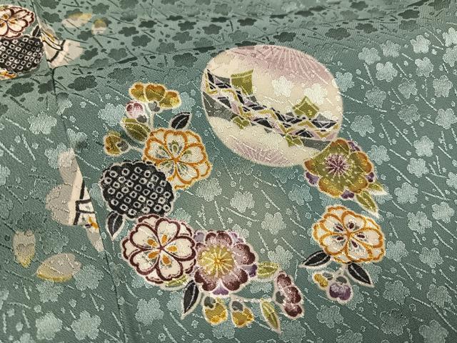 平和屋着物●長襦袢 無双仕立て 兎花文 正絹 逸品 未使用 AABG7572ph