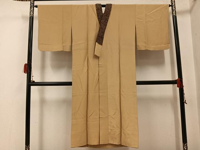 平和屋着物●長襦袢 無双仕立て 色無地 榛色 正絹 逸品 AABG7577ph