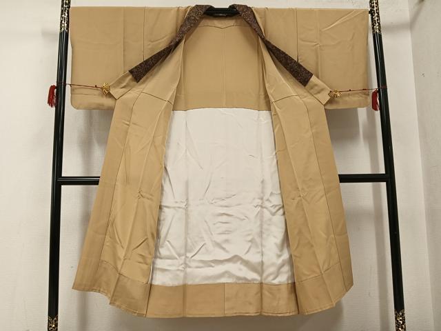 平和屋着物●長襦袢 無双仕立て 色無地 榛色 正絹 逸品 AABG7577ph