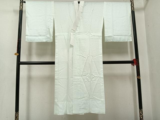 平和屋着物●長襦袢 無双仕立て 鱗地紋 白緑色 正絹 逸品 未使用 AABG7580ph