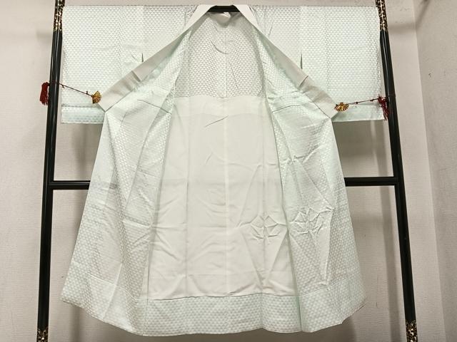 平和屋着物●長襦袢 無双仕立て 鱗地紋 白緑色 正絹 逸品 未使用 AABG7580ph