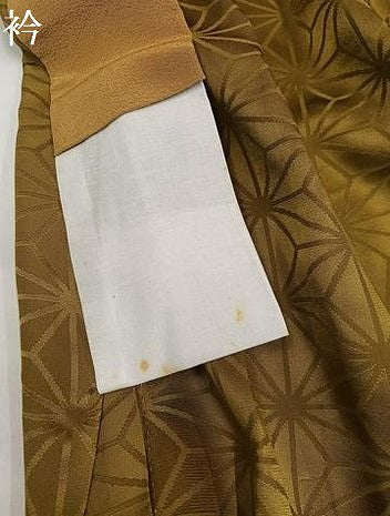 平和屋着物●長襦袢 無双仕立て 麻の葉地紋 色無地 桑茶色 正絹 逸品 AABG7583ph