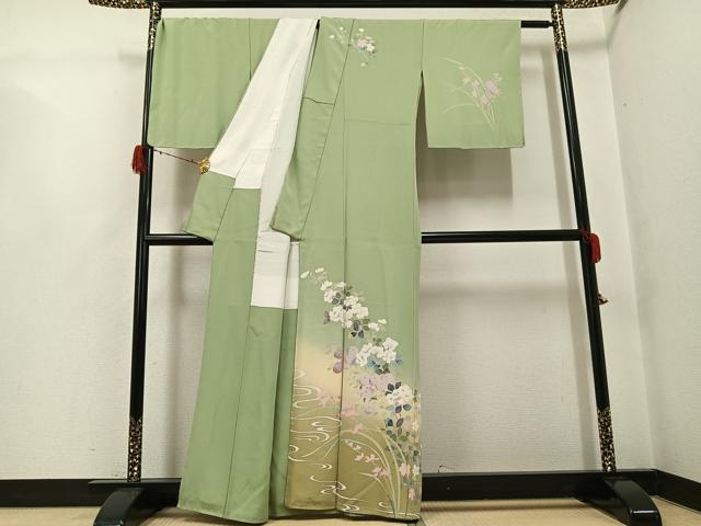 平和屋着物●訪問着 友禅 枝花文 暈し染め 正絹 逸品 未使用 AABG7587ph
