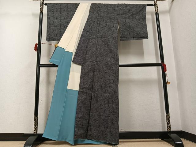 平和屋着物●本場大島紬 一元7マルキ 麻の葉文様 正絹 逸品 未使用 AABG7590ph