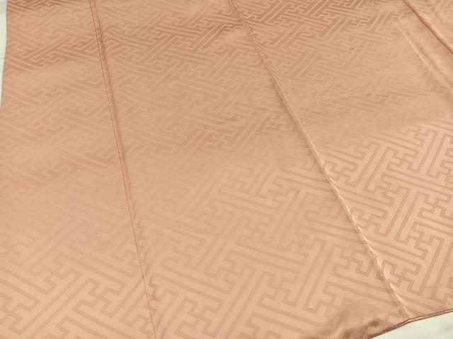 平和屋着物●上質な色無地 紗綾形地紋 水柿色 正絹 逸品 AABG7592ph