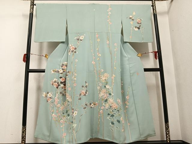 平和屋着物●本加賀友禅作家 茶谷孝志 訪問着 枝花文 正絹 逸品 AABG7593ph